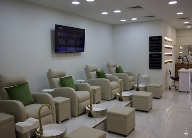 Cynthilante Beauty Salon in Dubai, Dubai, AE offers a serene pedicure area with plush seating.