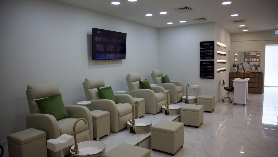 Comfortable pedicure chairs at Cynthilante Beauty Salon, Dubai, Dubai, AE, in a serene and elegant setting.