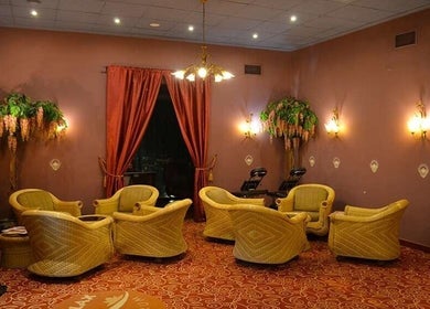 Inviting rattan seating area at Thai Massage Narodni, Hlavní Město Praha, Hlavní Město Praha, CZ.