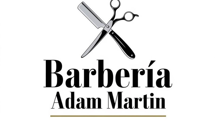 Logotipo de Barbería Adam Martin en Castell De Ferro, Andalucía, ES con tijeras cruzadas.