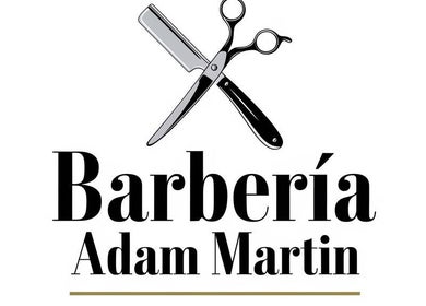 Logotipo de Barbería Adam Martin en Castell De Ferro, Andalucía, ES con tijeras cruzadas.