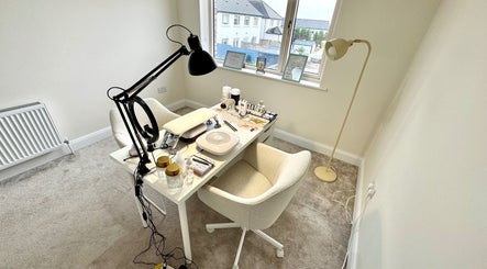 Modern nail station at ZB NAILSTUDIO in Galway, County Galway, IE offers chic and cozy workspace.