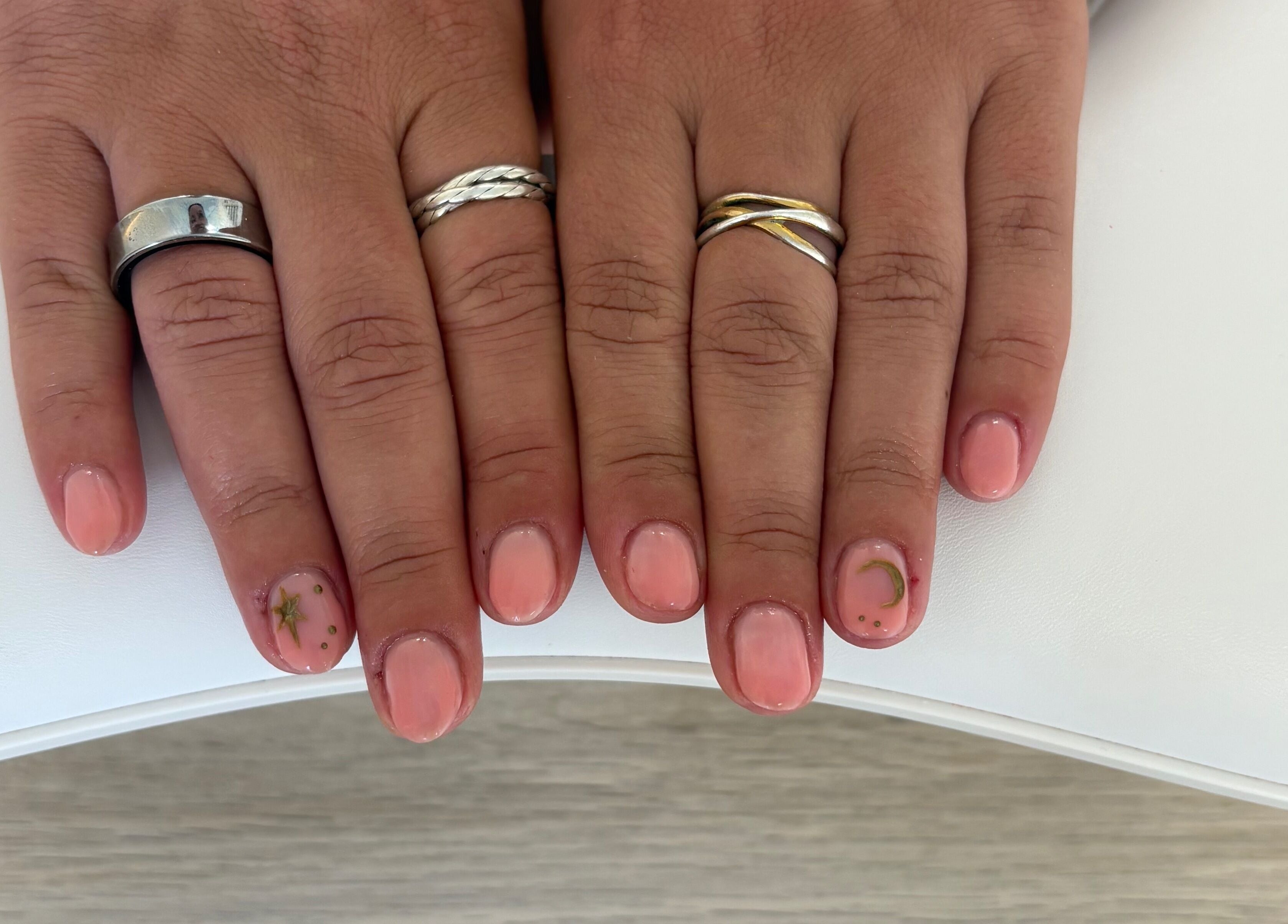 Elegant nail art at Beck’s Nails - Beauty, Gillingham, England, GB showcasing stylish pink polish.