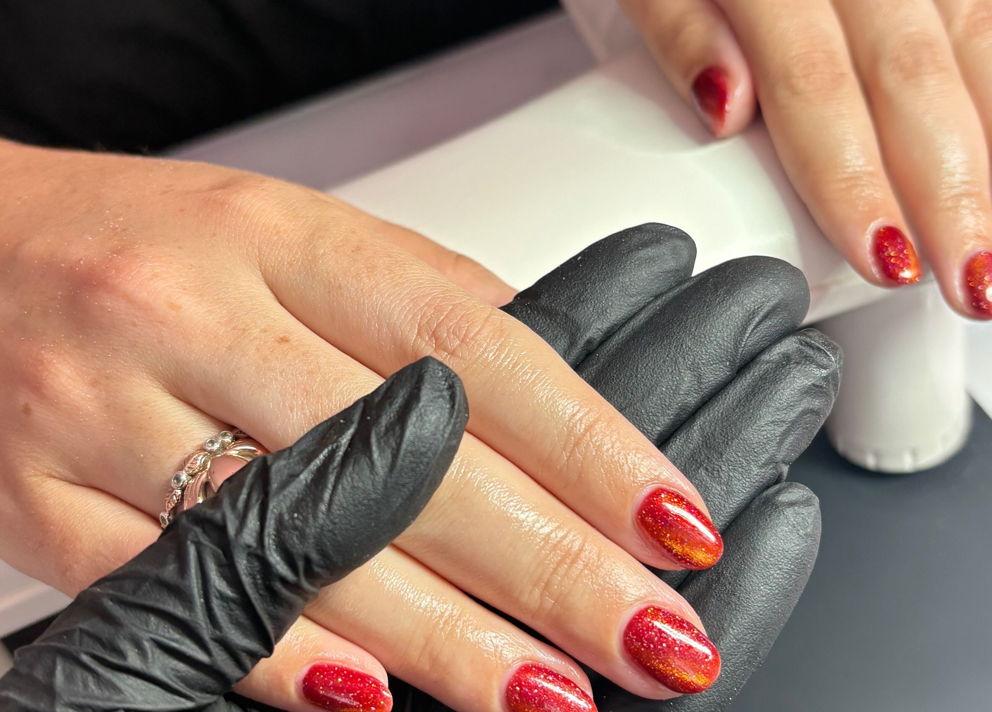 Vibrant red nails at Beck’s Nails - Beauty, Gillingham, England, GB, showcasing expert manicure.