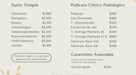 Precios de suero terapia y pedicure en Dream Feet Podologia Mexicali, Del Cedro Residencial, Baja California, MX.