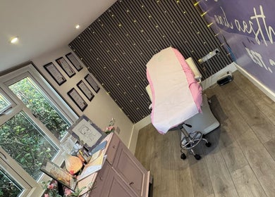 Pure IV and Aesthetics treatment room with soft lighting and modern decor in Sarisbury Green, England, GB.