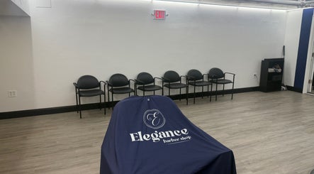 Waiting area at Danielz Blurry Blenz, Framingham, Massachusetts, US, featuring stylish seating and decor.