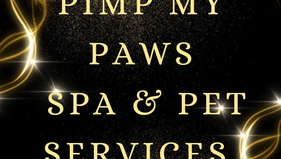 Pimp My Paws Spa Pet Services logo with golden sparkles, Rockingham, Western Australia, AU.