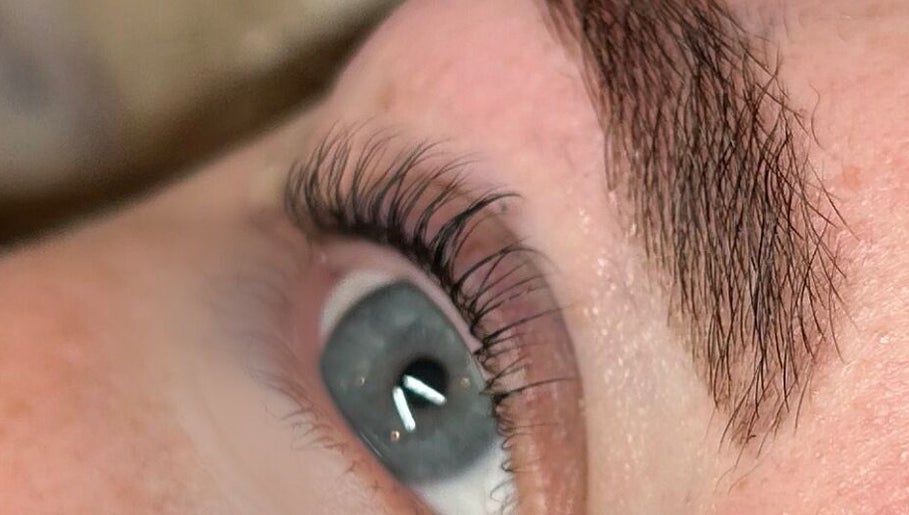 Close-up of expertly styled lashes at Beauty Lounge by Isabelle, Penygroes, Wales, GB.