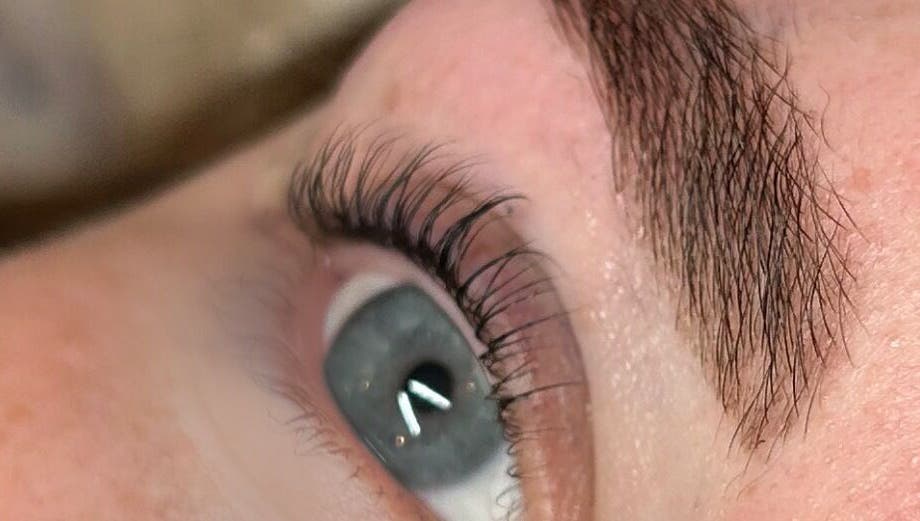 Close-up of expertly styled lashes at Beauty Lounge by Isabelle, Penygroes, Wales, GB.