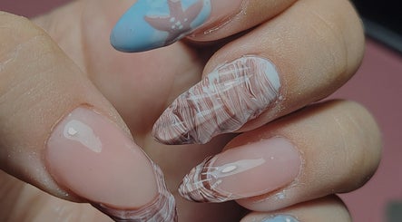 Elegant nail art with blue and starfish design by _maricheenails in Skopje, Greater Skopje, MK.