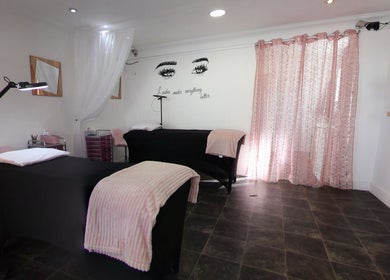 Relaxing treatment room at Sophie At Beauty Haven, March, England, GB with elegant furnishings.