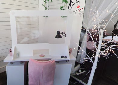 Elegant beauty station interior at Sophie At Beauty Haven, March, England, GB, featuring stylish decor and lighting.