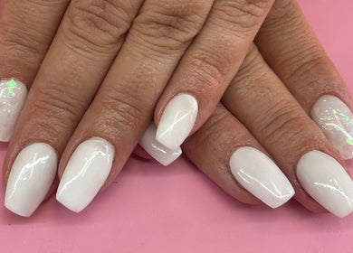 Stunning white nail art at La - Fabulous, Boksburg, Gauteng, ZA. Perfect for elegance and style.