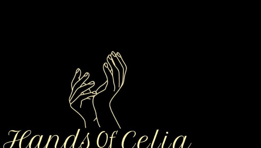 Elegant logo of Hands Of Celia, Abu Dhabi, Abu Dhabi, AE, showcasing outlined hands on a dark background.