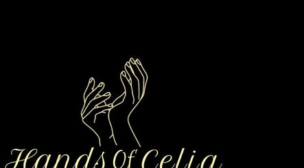 Elegant logo of Hands Of Celia, Abu Dhabi, Abu Dhabi, AE, showcasing outlined hands on a dark background.
