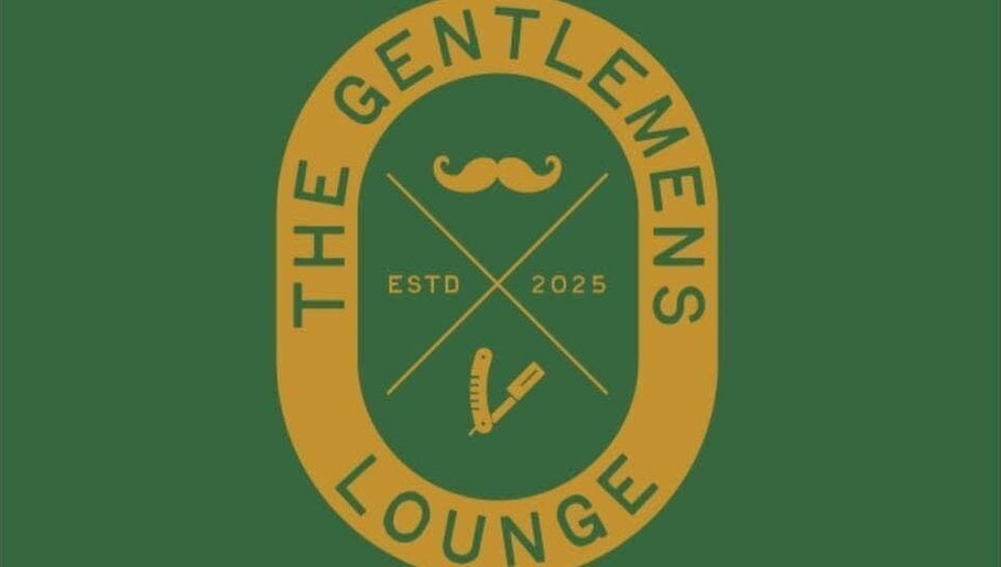 The Gentlemen's Lounge logo with razor and mustache, Bodmin, England, GB.