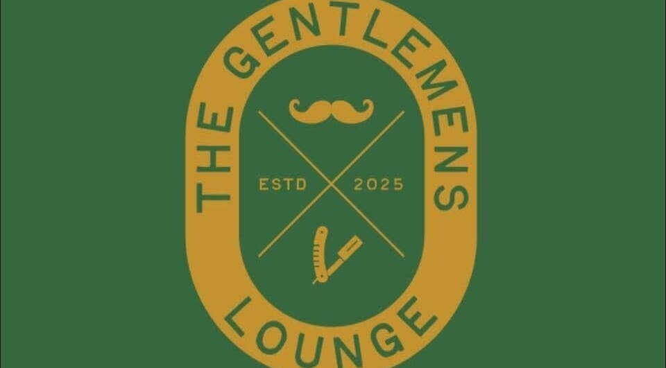 The Gentlemen's Lounge logo with razor and mustache, Bodmin, England, GB.