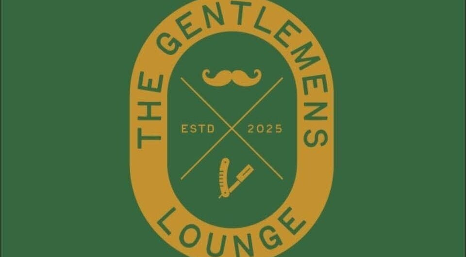 The Gentlemen's Lounge logo with razor and mustache, Bodmin, England, GB.