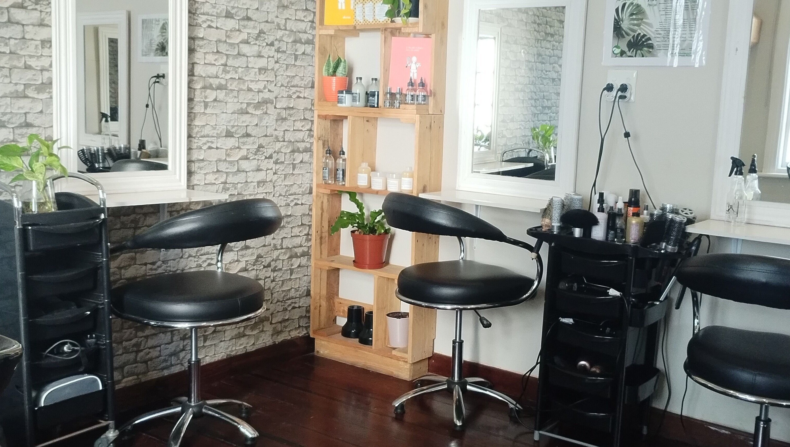 Modern salon chairs and styling tools at The Stylist Studio, Berea, Kwazulu-natal, ZA.