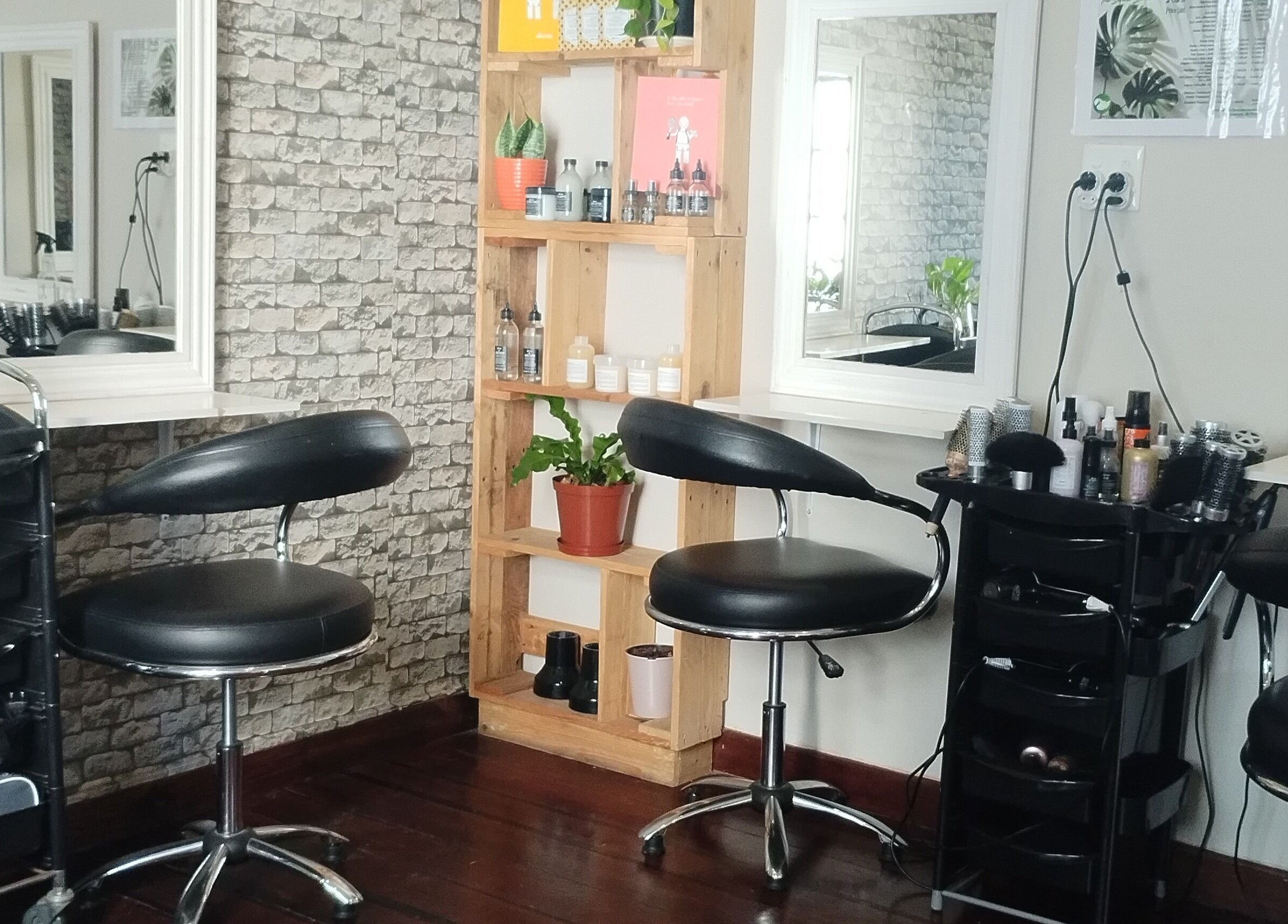 Modern salon chairs and styling tools at The Stylist Studio, Berea, Kwazulu-natal, ZA.