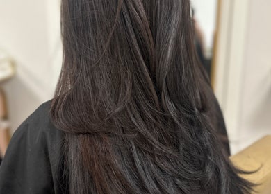 Beautiful sleek hairstyle at Morgan Jane Hair, Farnworth, England, GB, showcasing expert hairdressing skills.