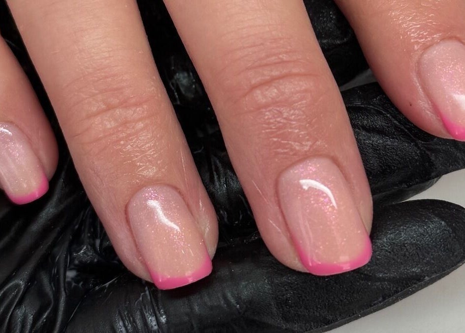 Elegant pink French manicure by bymiaxglover, located in Lowestoft, England, GB.