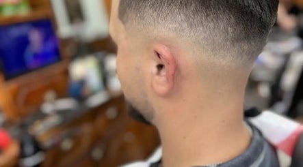 Close-up of a sleek fade haircut at Sw9 barbers in London, England, GB.
