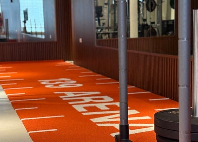 Fitness area in 139Arena with vibrant orange track, located in Krung Thep Maha Nakhon, Krung Thep Maha Nakhon, TH.