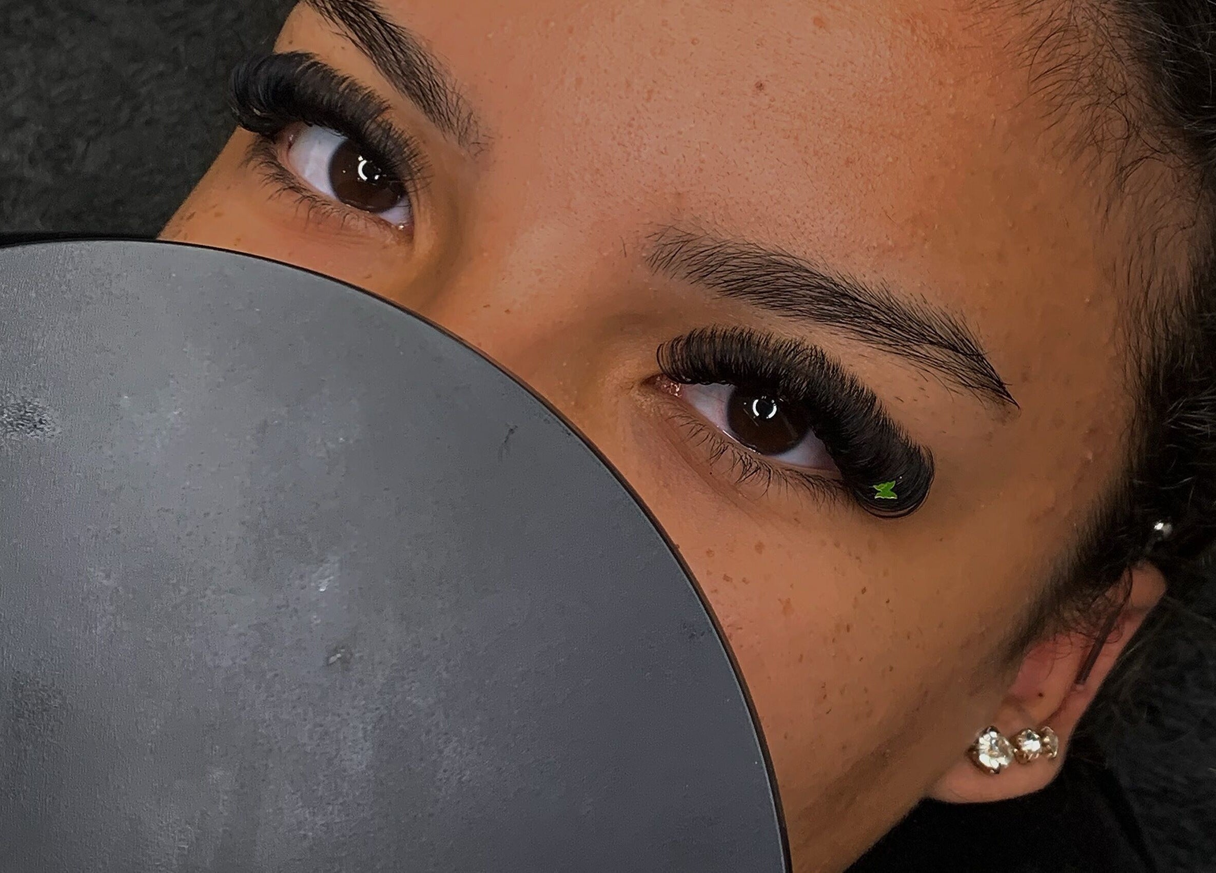 Close-up of elegant eyelash extensions at beauty by imy, Portsmouth, England, GB.