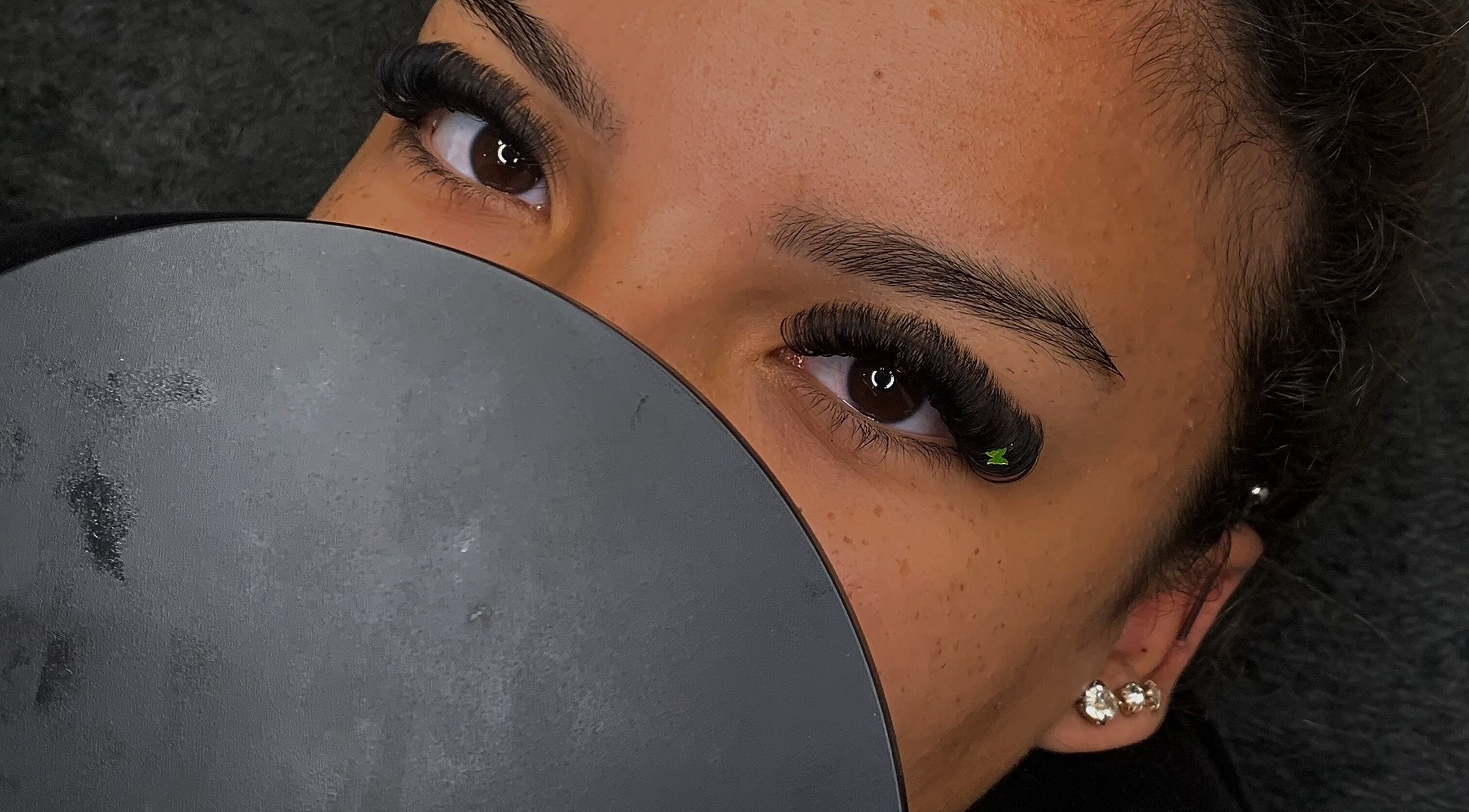 Close-up of elegant eyelash extensions at beauty by imy, Portsmouth, England, GB.