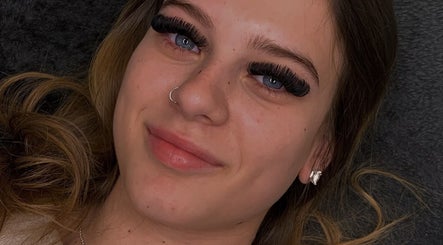 Close-up of woman with stunning eyelash extensions at beauty by imy, Portsmouth, England, GB.