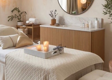 Salle de traitement à Glow Era by Nawelle, Toulon, Provence-alpes-côte D'azur, FR. Ambiance zen et élégante.