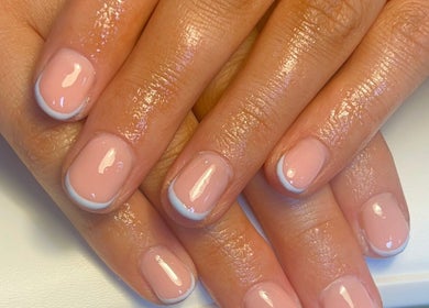 Beautiful French manicure at The Mani Bar by Rebecca in Plains, Scotland, GB.