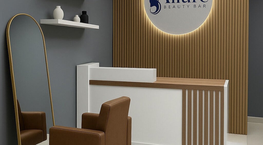 Elegant reception area at Allure Beauty Bar in Springs, Gauteng, ZA with modern design and cozy seating.