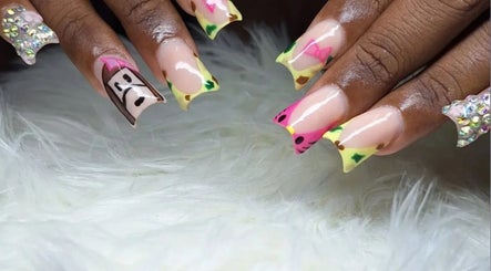 Colorful nail art design at Rachella Creations in Oistins, Christ Church, BB.