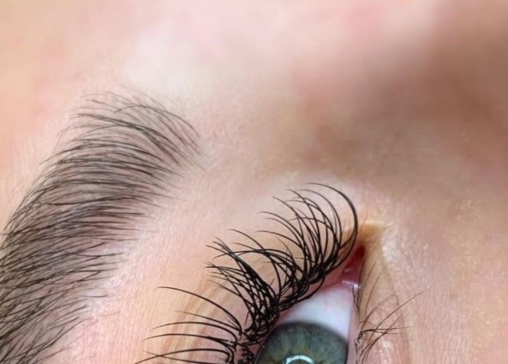 Close-up of perfectly styled eyelashes at MVTbeautyxo, Little Hallingbury, England, GB.