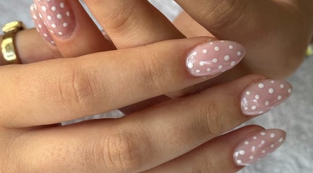 Chic polka dot nail art at Aura by Georgia in Lyme Regis, England, GB.