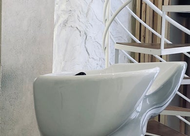 Chic salon sink at Phoebe in Marrakech, Marrakech-safi, MA offering serene ambiance for beauty treatments.