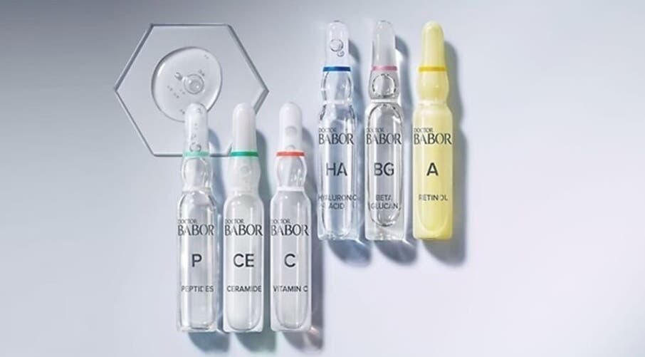 BABOR by Raunak in Dubai zeigt eine Reihe von Hautpflegeampullen für strahlende Schönheit.