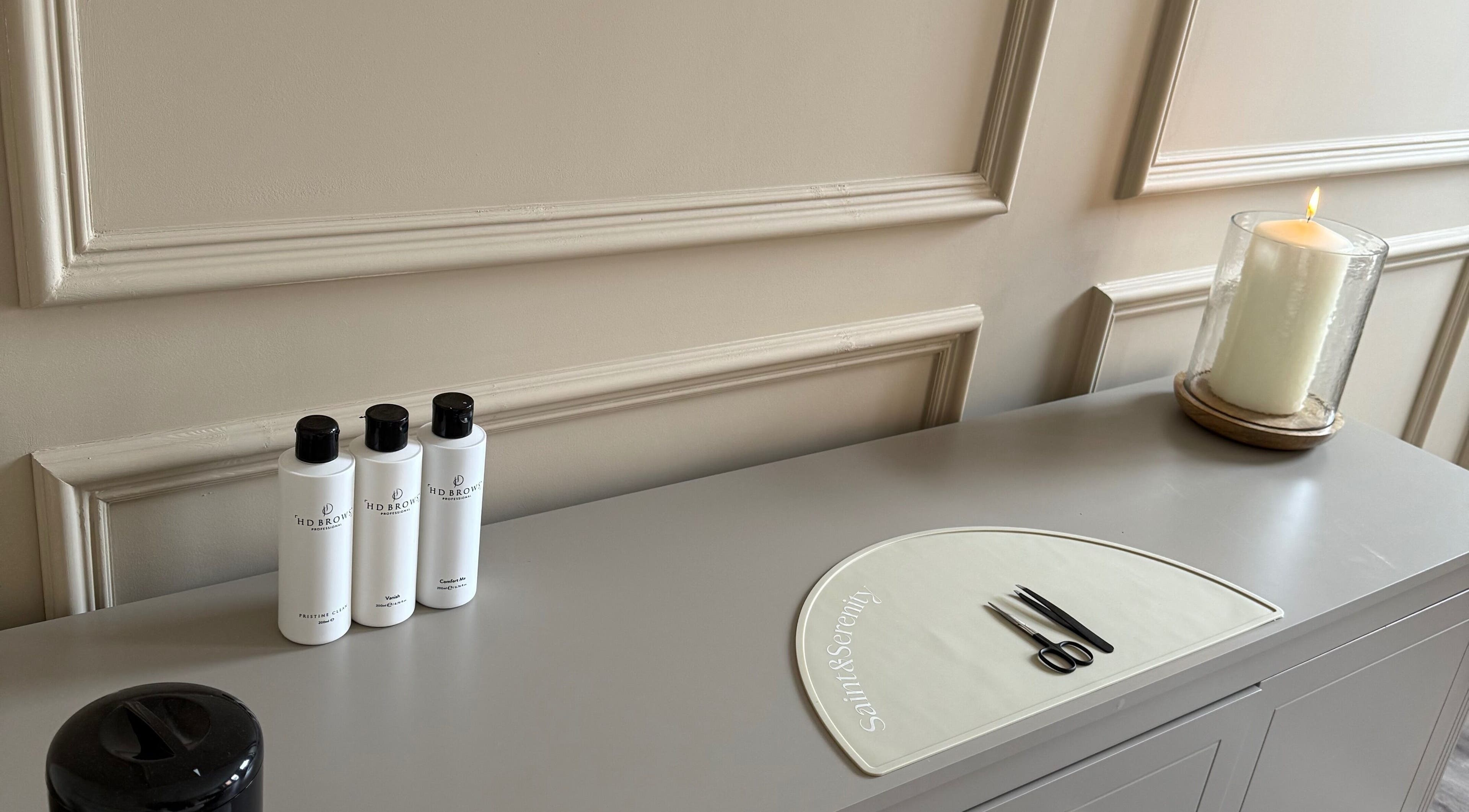 Elegant counter with beauty products at Elmwood Health & Beauty Ltd, Kirkby In Ashfield, England, GB.