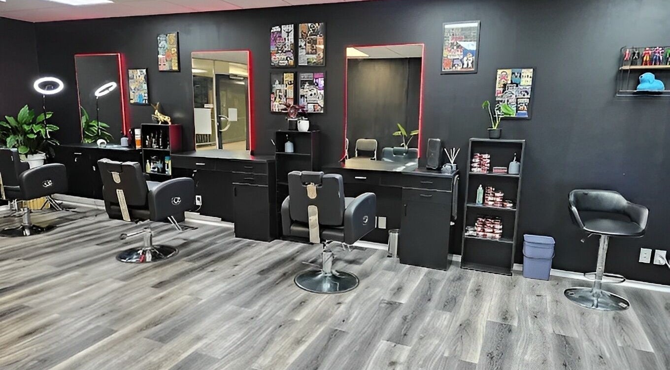 Interior of After Hours Barbershop in Havelock North, Hawke's Bay Region, NZ with modern styling stations.