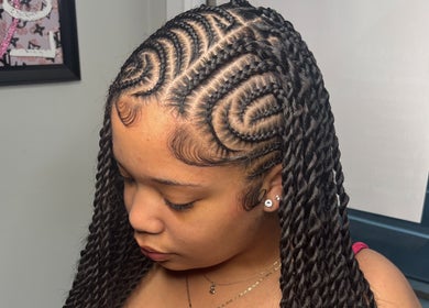 Intricate braided hairstyle by Slayed By Becca in Boston, Massachusetts, US, showcasing expert styling.