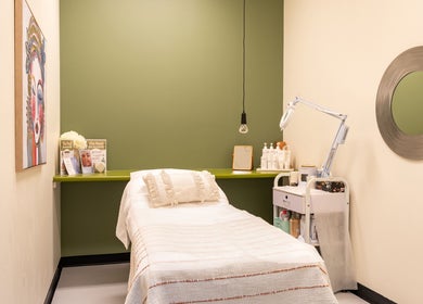 Calm treatment room at Sharkra Medi Spa & Laser Clinic, Hobart, Tasmania, AU with a cozy bed and soothing decor.