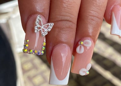 Dazzling butterfly nail art at Nail Odyssey, Arima, Arima Borough Corporation, TT.
