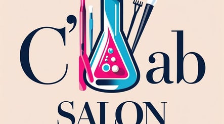 Logo of The C'Lab Salon in CW featuring beauty tools in a stylish, artistic design.