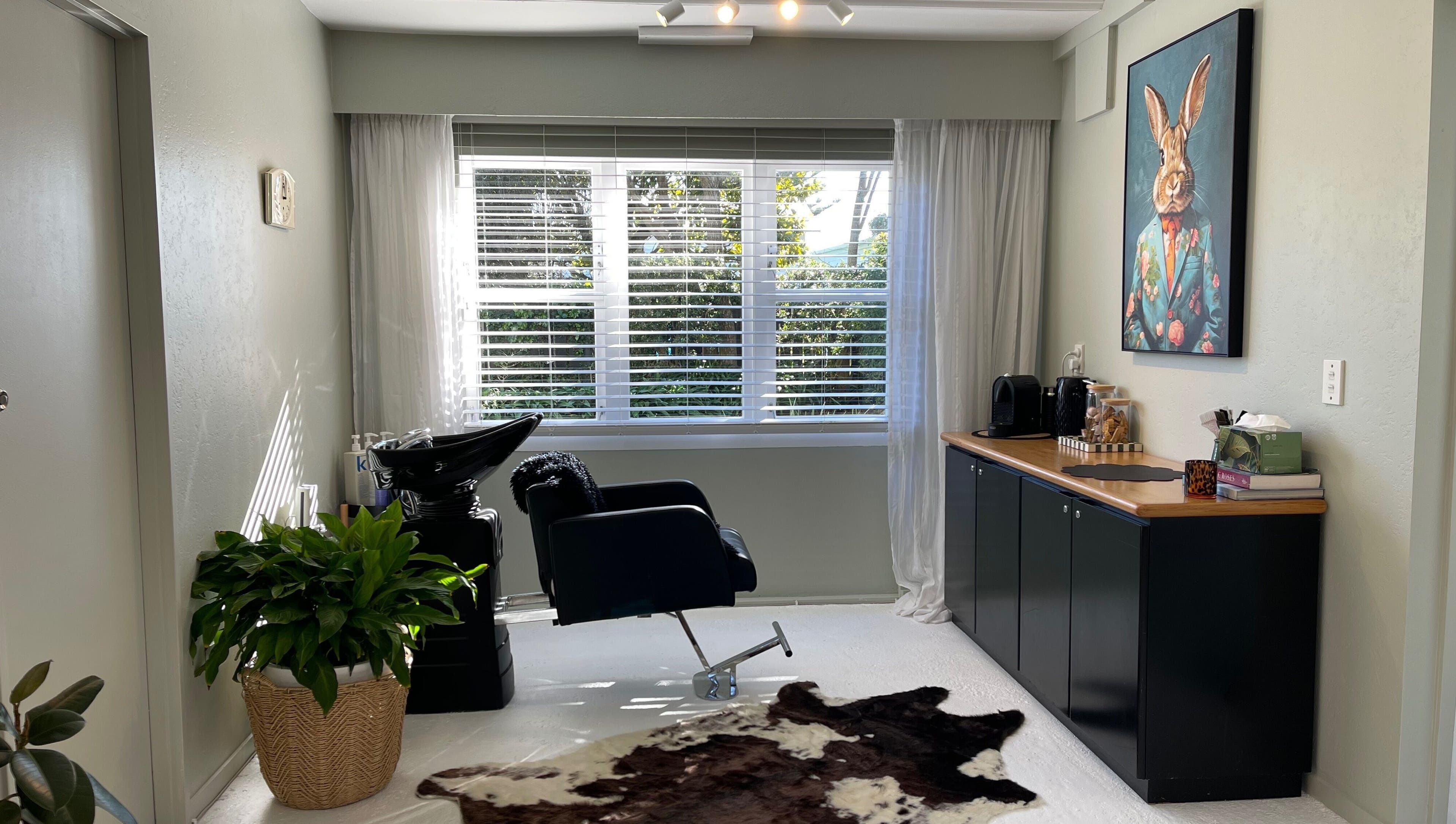 Modern beauty room at The Studio in Paraparaumu Beach, Wellington Region, NZ with stylish decor and natural light.