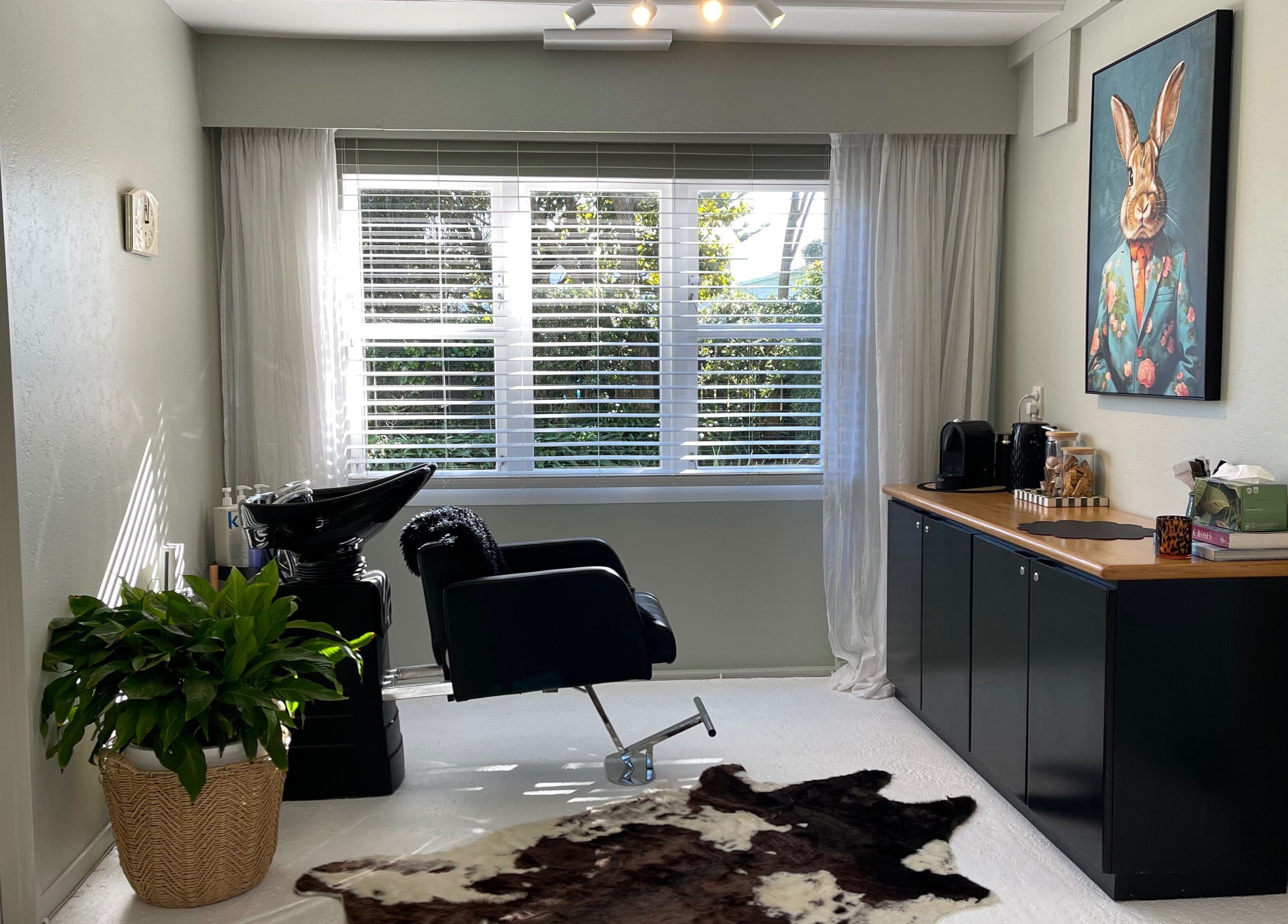 Modern beauty room at The Studio in Paraparaumu Beach, Wellington Region, NZ with stylish decor and natural light.
