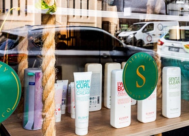 Product display at Serenity Hair & Co in Surry Hills, New South Wales, AU showcasing premium hair care.
