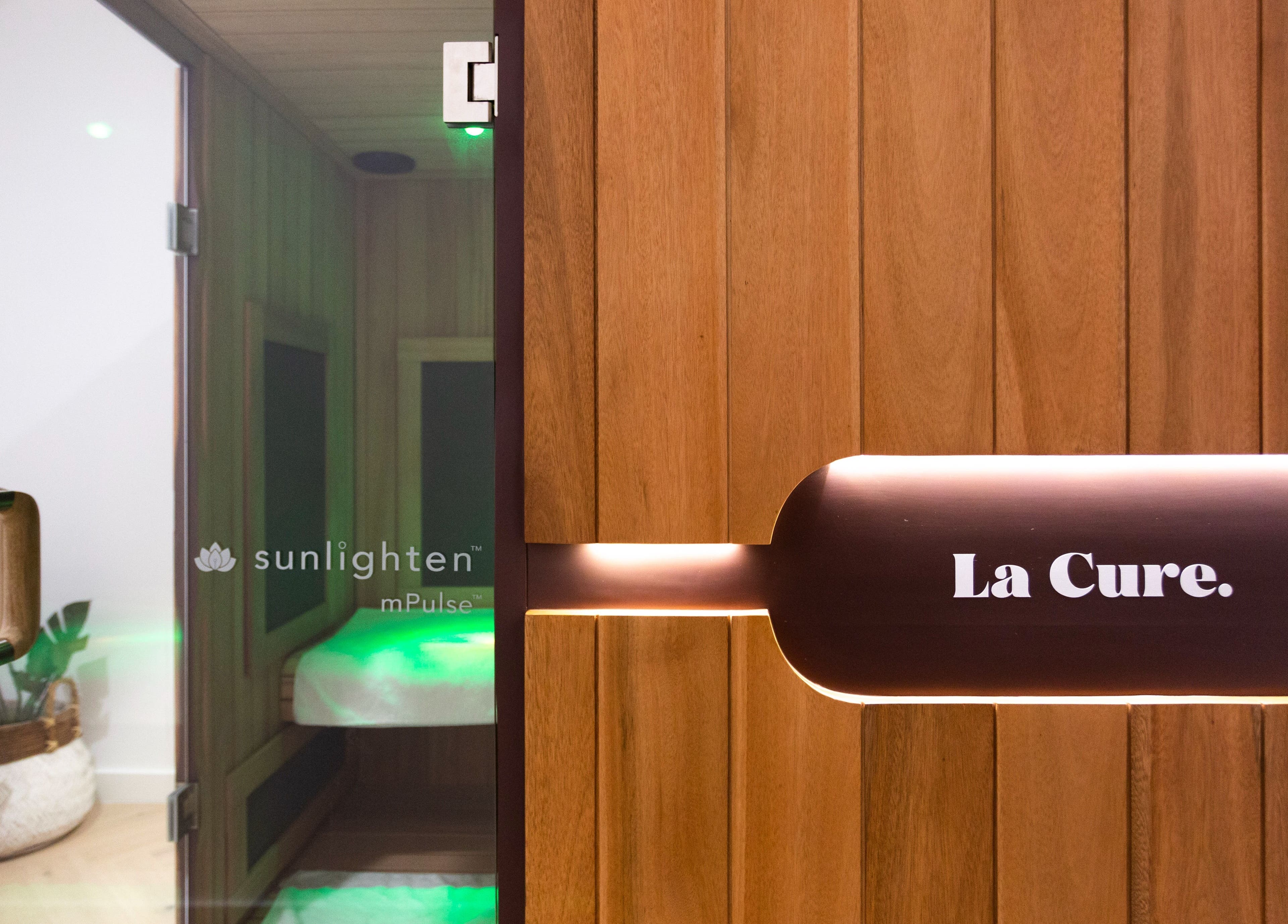 La Cure's cozy sauna room at Caringbah South, New South Wales, AU offers a tranquil relaxation experience.